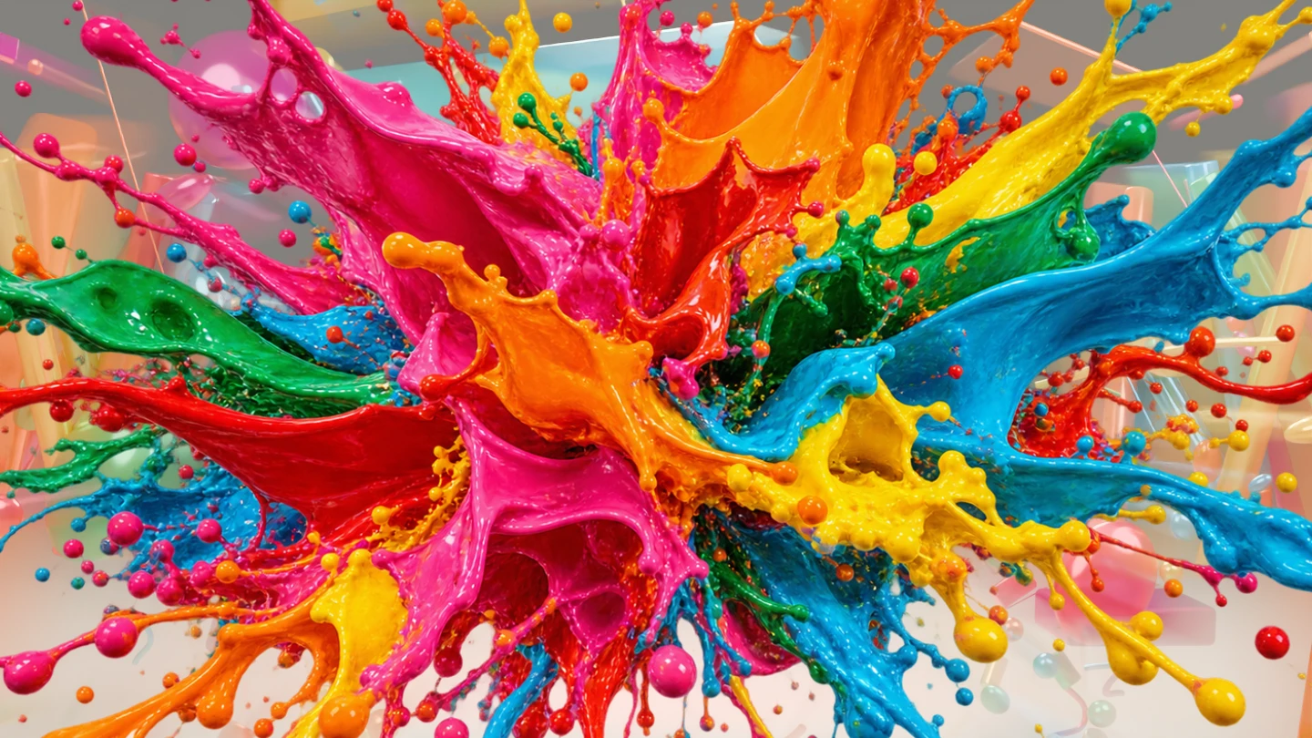 Color bursts out of the television